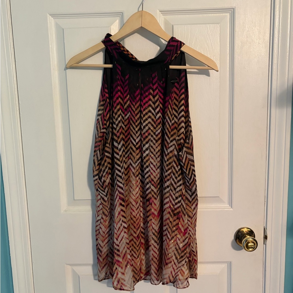 White House Black Market Multicolor Chevron Halter Top
